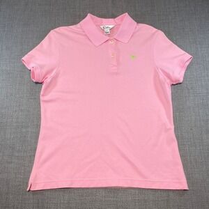Lilly Pulitzer Womens Pink Palm Tree Embroidered Pique Polo Shirt Medium RN88189